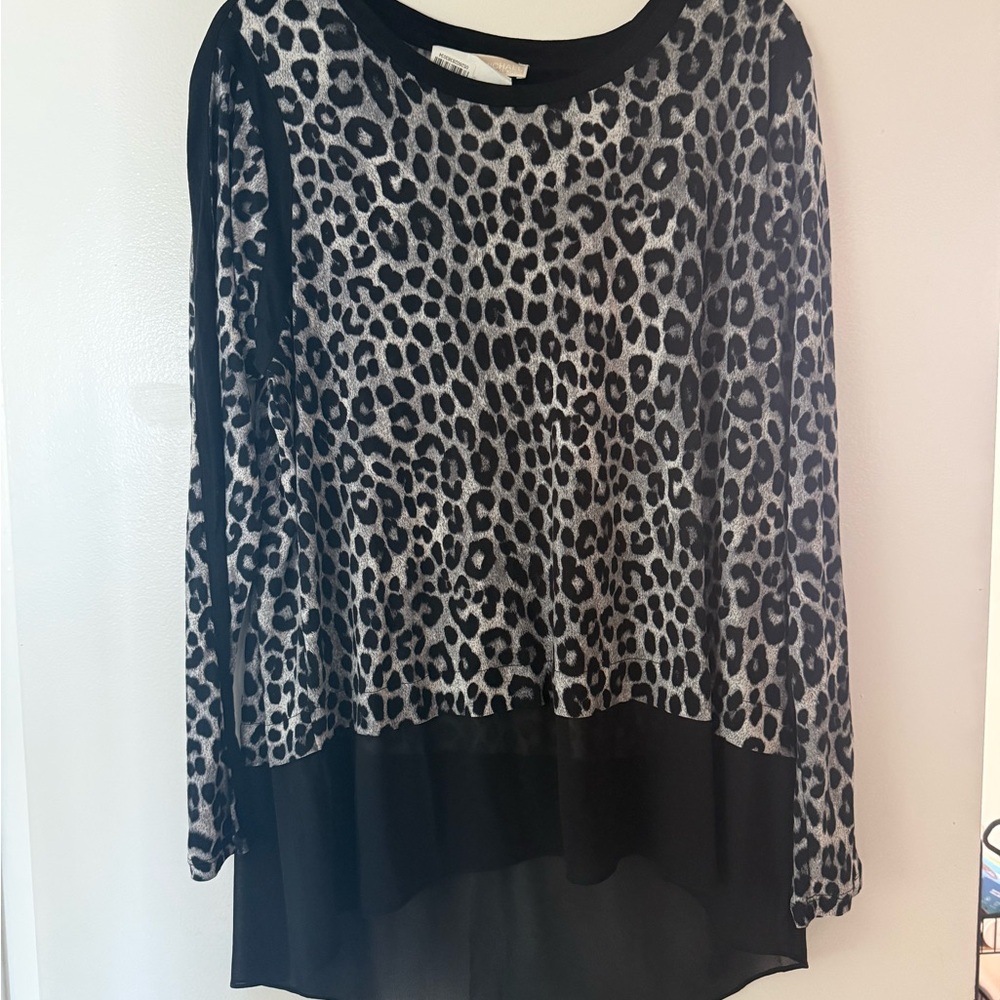 Michael Kors Black and Gray Animal Print Blouse size 1X New with Tags